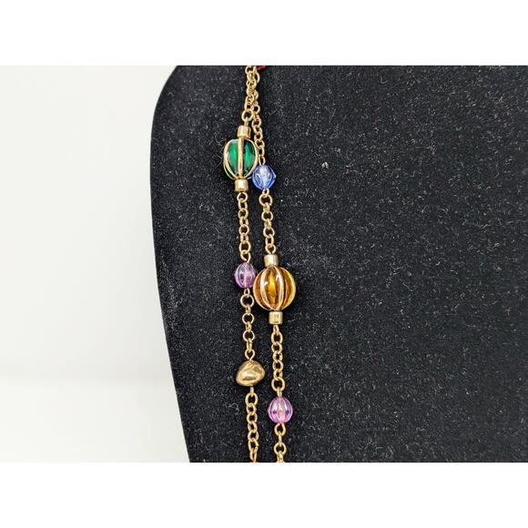 Linea Louis Dell'Olio Gold Tone Colorful Beads Long Necklace Dangle Earrings Set - Picture 3 of 13